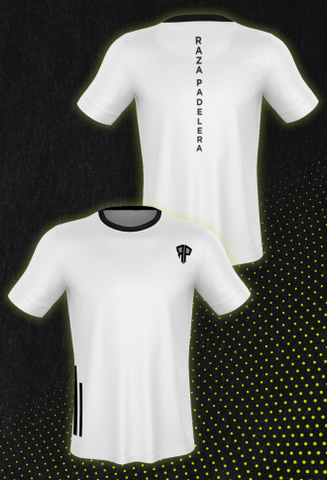 Playera Raza Padelera Blanca con logo Negro