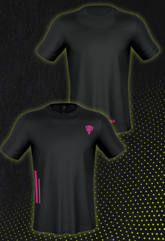 Playera Raza Padelera Negra con logo Rosa