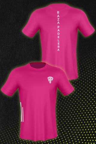 Playera Raza Padelera Rosa con logo Blanco